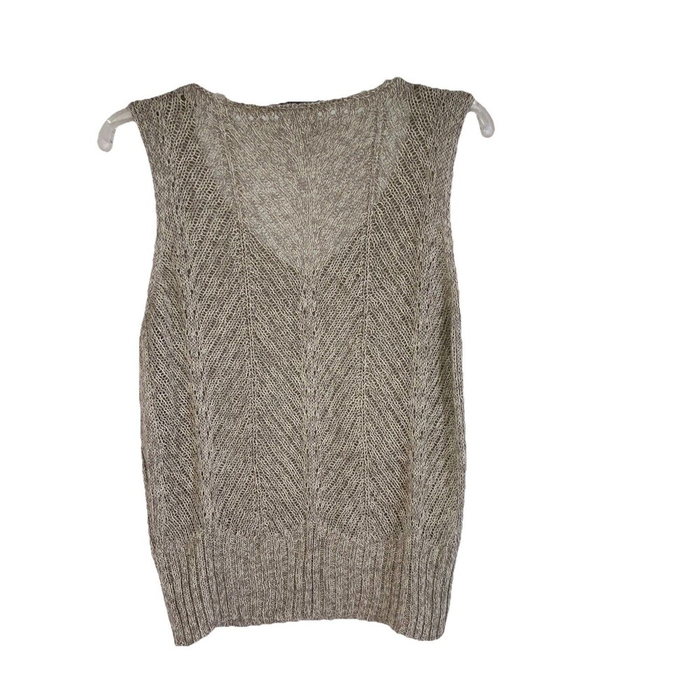 MADE IN ITALY sz L Zenit Style Knit Neutral Sleeveless Top Tan Beige Tank